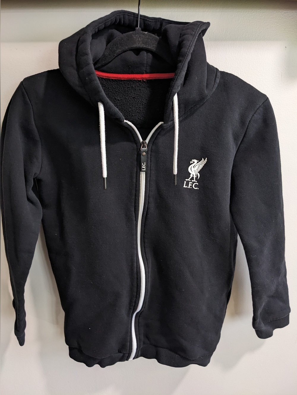 Liverpool LFC Soccer Kids Black Full Zip Hoodie Size Medium